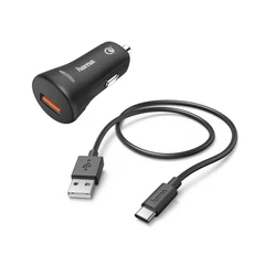 HAMA 183231/201615 CAR CHARGER USB/USB TYPE C 3A BK