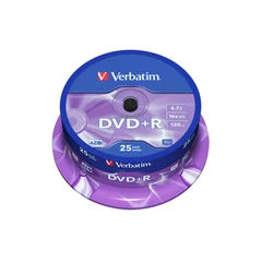 VERBATIM 43500 DVD+R 4.7GB 16X SILVER (25 PACK)