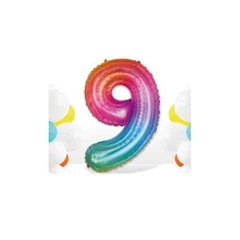 PARTYGO ФОЛИЕВ БАЛОН С ЦИФРА 9  РАЗМЕР 40 СМ  МНОГОЦВЕТЕН