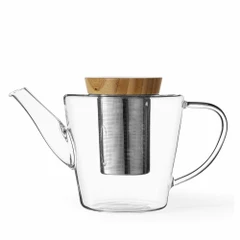 Чайник с цедка VIVA Infusion 1L, Бамбуков капак, Прозрачен