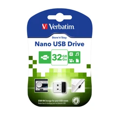 Verbatim USB флаш памет Nano, USB 2.0, 32 GB, Черна