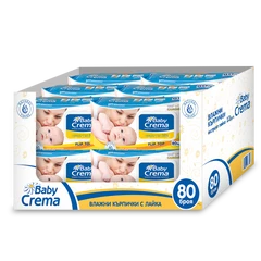  Комплект мокри къпрички Baby Crema, Лайка, 12х80бр 