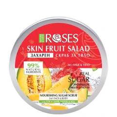 Захарен скраб за лице и тяло Nature of Agiva Roses, Fruit Salad, С аромат на диня, пъпеш и мед, 200 мл
