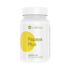 Храносмилателни ензими от папая и други - Calivita PAPAYA PLUS - 90 дъвчащи таблетки